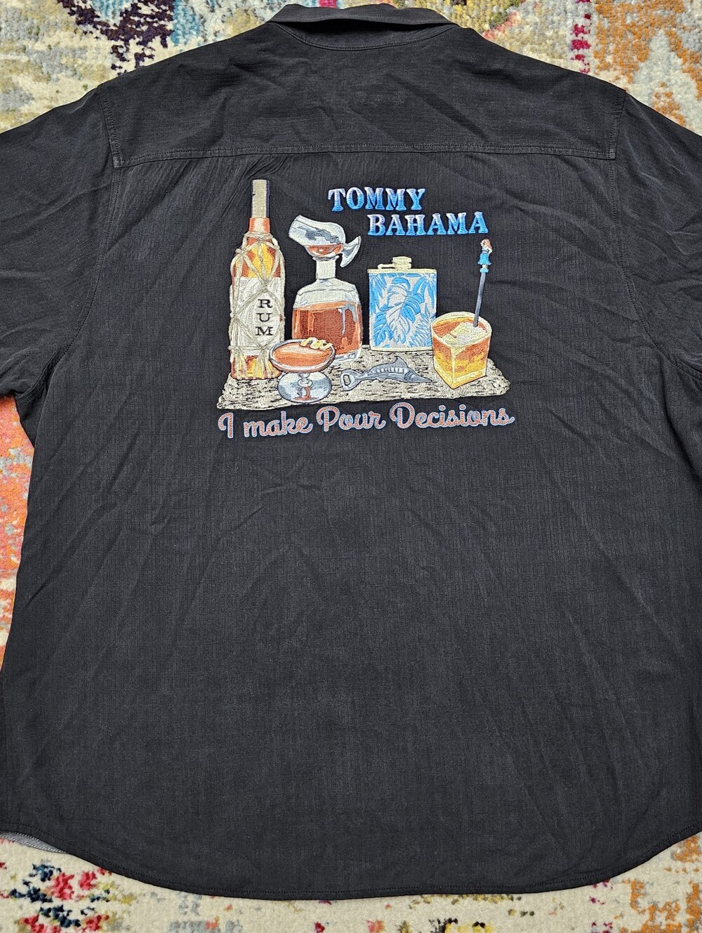 Tommy Bahama Men's 2XL XXL Embroidered Shirt "I Make Pour Decisions" Vacation